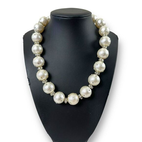 Artisian Silver Tone Stardust Beaded Necklace Rhinestone Spacers Sparkle Glam - Picture 1 of 4